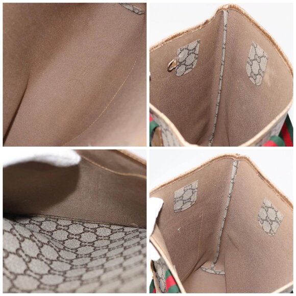 GUCCI GG Plus Supreme Web Sherry Line Tote Bag PVC Beige Gold - Picture 16 of 16